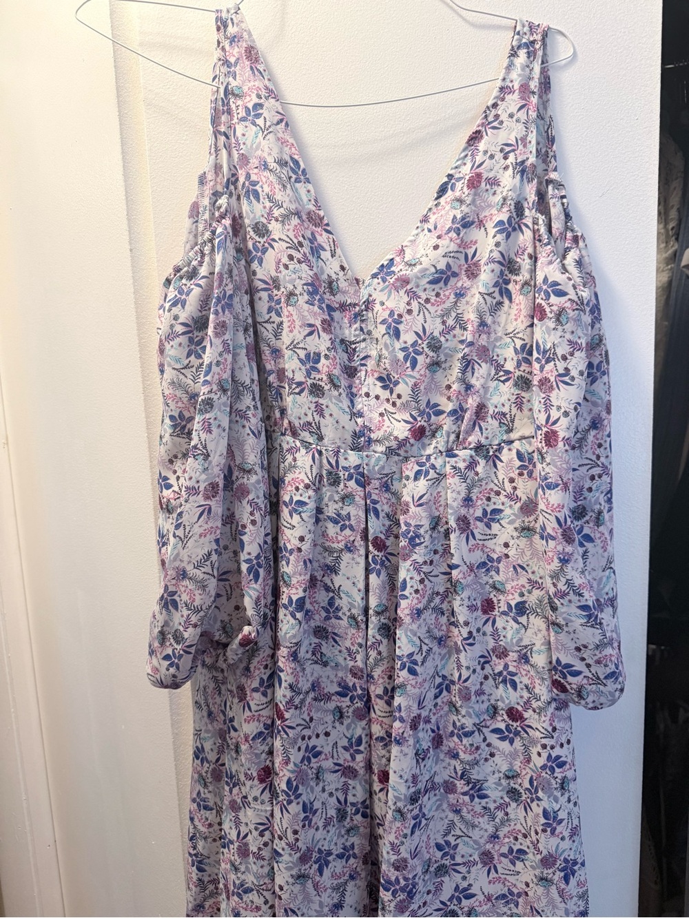 Colleen Atwood Disney Floral V-Neck Maxi Dress in Lavender & Pink